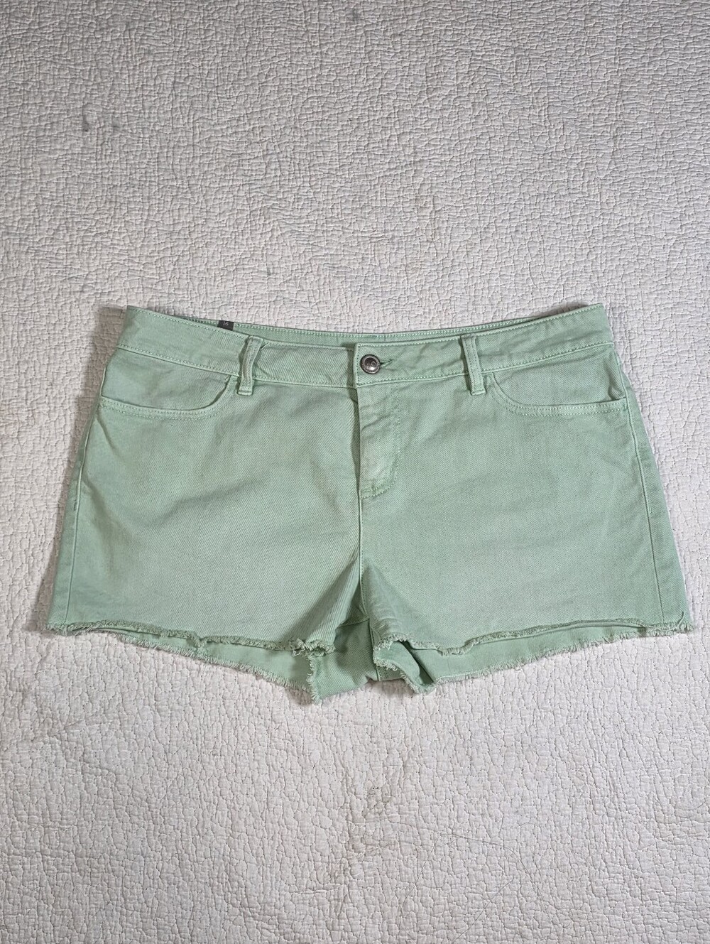 LC Lauren Conrad Classic Mint Green Frayed Denim Shorts
